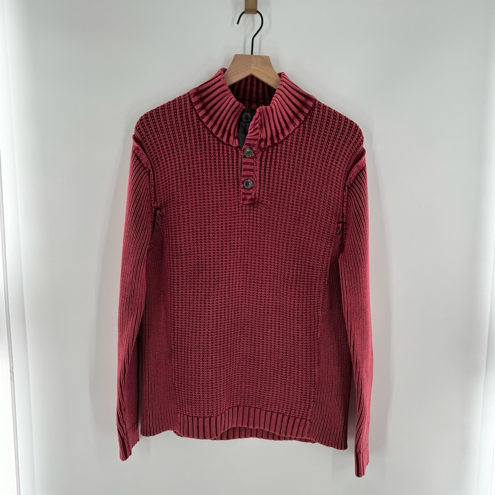 Carbon 2 Cobalt‎ Burgundy Heavy Knit Henley Sweater Size Medium